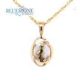 14KY Gold Pendant w/ One Oval Gold Quartz